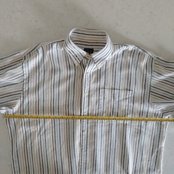Jos A Bank 100% heavy linen striped button down Mens shirt - Picture 14 of 16